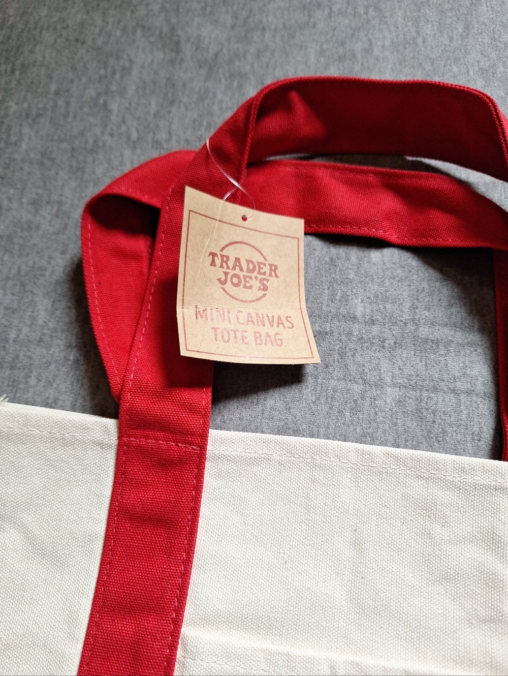 Trader Joe's Red & White Canvas Mini Tote - Picture 4 of 6